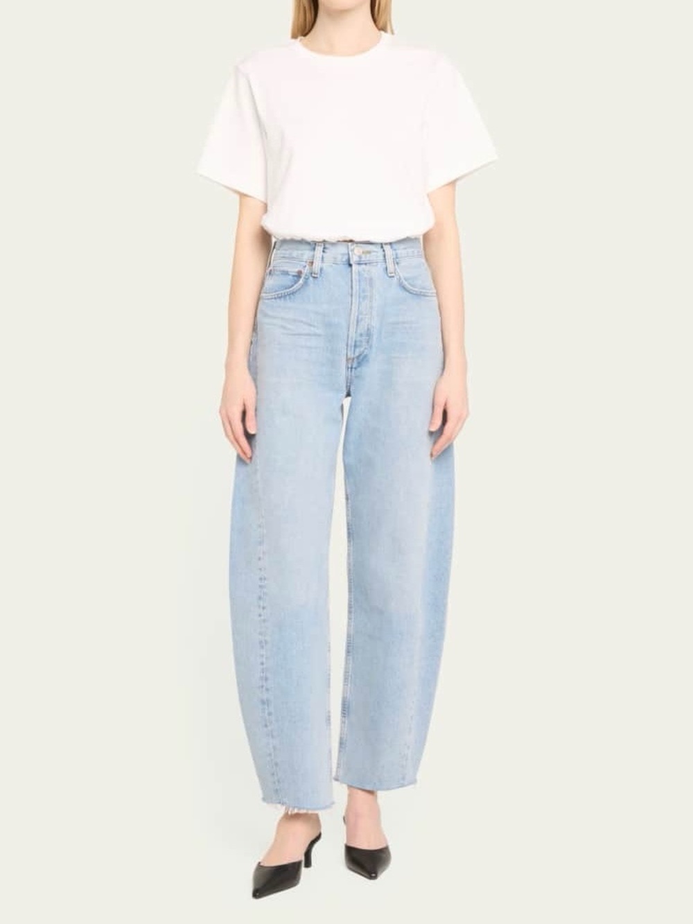 NWT Agolde Luna Pieced Void Light Wash Raw Hem Barrel Jeans